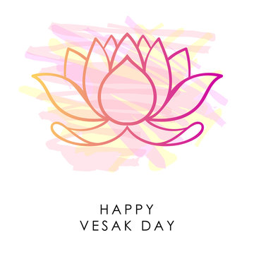 Buddha Purnima or Vesak background. Vector Lotus. Pink Lotus Flower. Vesak design greating card. Lotus icon for holiday sale banner. Indian Vesak holiday background. Lotus floral design