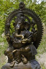 Brass statue of the Hindu God Ganesha. The Hindu god of wisdom,  wisdom and prosperity  of Ganesha. 