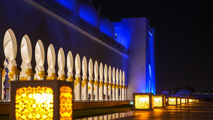 ABU DHABI, UAE - May 8- 2017: Sheikh Zayed Mosque in Abu Dhabi...Sheikh Zayed Grand Mosque in Abu Dhabi, United Arab Emirates.