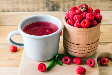 kissel of raspberry, Russian traditional drink, national cuisine, fresh berries, rural style,...