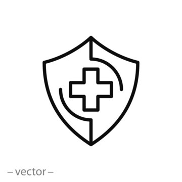Medical shield with cross icon vector