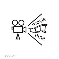 movie time, line icon vector