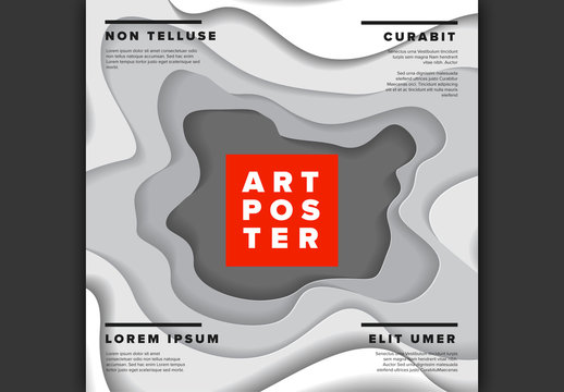 Art Poster Layout with Paper Cut Out Elements