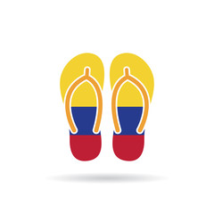 Colombia flag flip flop sandals icon on a white background.