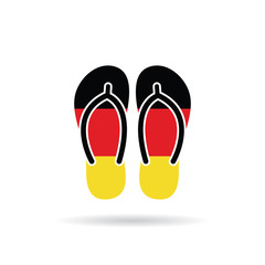 Germany flag flip flop sandals icon on a white background.