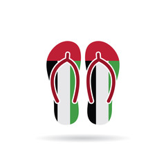 United Arab Emirates flag flip flop sandals icon on a white background.
