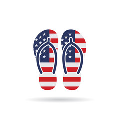 USA flag flip flop sandals icon on a white background.