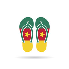 Senegal flag flip flop sandals icon on a white background.