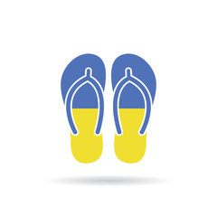 Ukraine flag flip flop sandals icon on a white background.