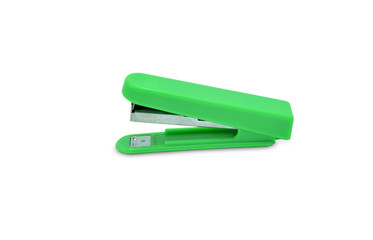 green stapler isolated on a white background