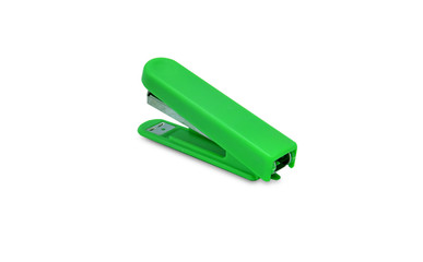 green stapler isolated on a white background