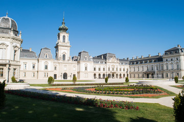 Fototapeta na wymiar Formal gardens outside Festetics Palace in Keszthely, Hungarian