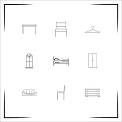 Fototapeta na wymiar Furniture vector icons set. Outlined linear icons