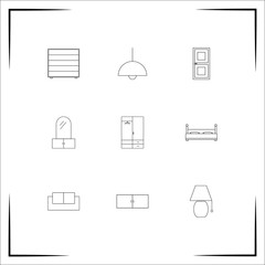 Furniture vector icons set. Outlined linear icons