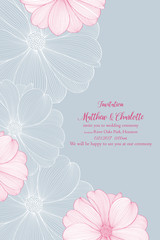 Obraz na płótnie Canvas Flower wedding invitation with flowers of dahlias.