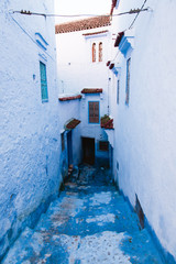 Blue Stone Buildings and Alley in Medina, Chefchaouen, Morocco