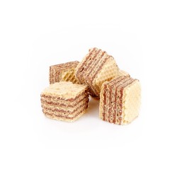 Wafers with chocolate filling isolated on white background