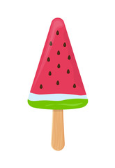 Vector illustration. Slice of watermelon on a stick.