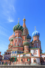 Fototapeta na wymiar St. Basil's Cathedral on Red square against blue sky on a sunny summer morning