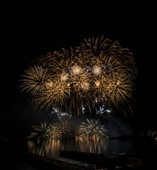 Beautiful colorful fireworks display on celebration night