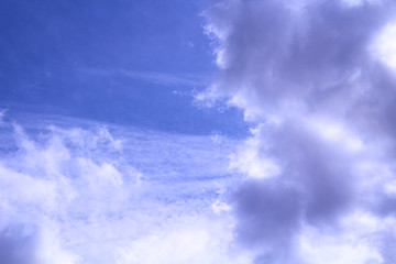 Naklejka na ściany i meble Beautiful blue sky and beautiful white cirrus and cumulus clouds. Landscape. Background.
