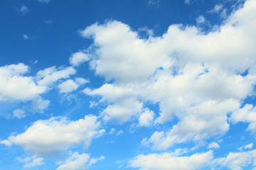 Naklejka na ściany i meble Beautiful blue sky and white cirrus clouds. Landscape. Background.