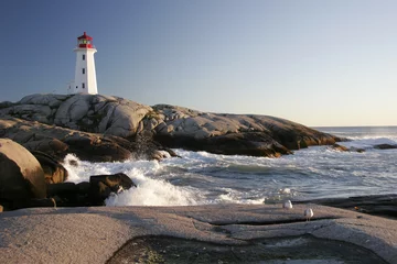 Foto op Plexiglas Peggys Cove Lighthouse and Waves © Robert