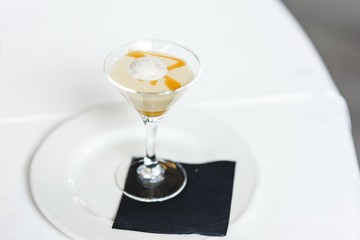 Drinks during a wedding in glass cups with ice