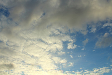 Beautiful blue sky and white clouds. Landscape. Background.