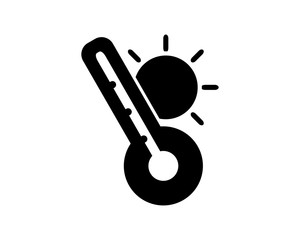 thermometer sun icon glyph style illustration design