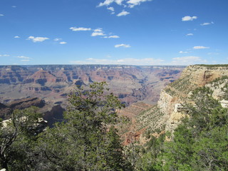 Picturesque view over the Grand Canyon from the south rim trail 