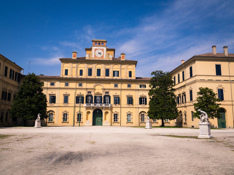 Renaissance style facade of the "garden palace" inside the ducal park of Parma, Italy.