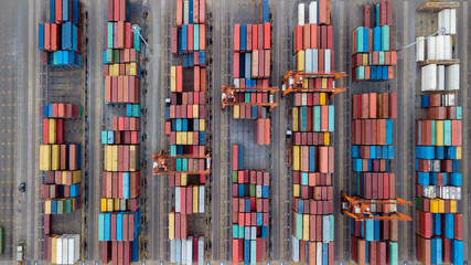 Top view ,Warehouse with many containers