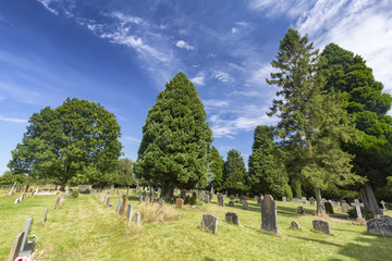 A very old cemetery at the Saxon Sanctuary Church in Wootton Wawen, England.