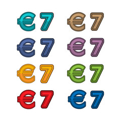 Illustration Vector of price 7 euro, Europe currency