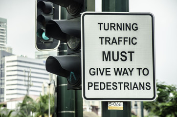 Closeup of Traffic signage in a street post