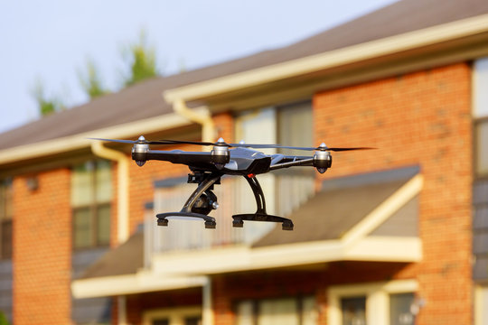 Drone Usage. Private Property Protection Or Real Estate Check