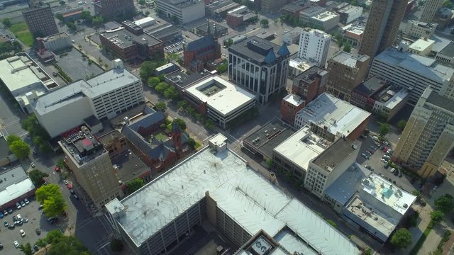 Downtown Birmingham Alabama USA camera tilt down