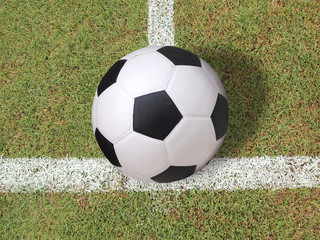 green grass with white line of football field