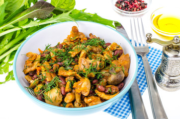 Vegetable stew of beans, onions, carrots and mushrooms