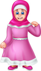 sweet islamic women cartoon standing using beauty dress