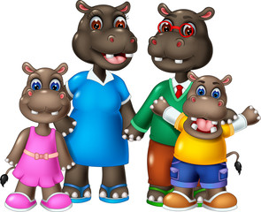 happy family of hippo cartoon