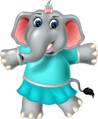 cute elephant cartoon standing with laughing