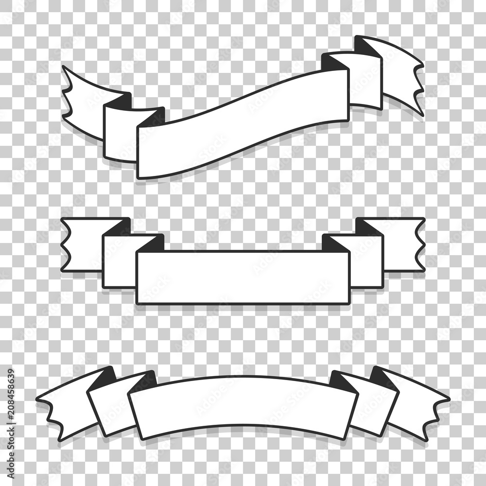 Sticker a set of banner ribbons. with space for text. a simple flat vector illustration isolated on a transp
