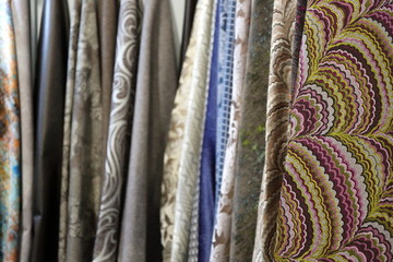 The image of hanging modern fabrics.