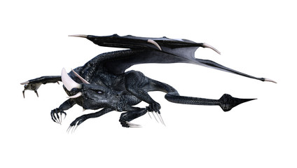 3D Rendering Fantasy Dragon on White