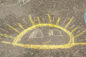 Children's drawings on the road.