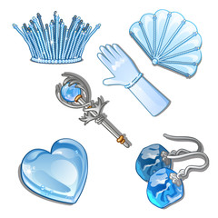 The set of items and stylish decorations of ice isolated on a white background. Vector illustration. © Lady-Luck