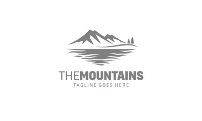 Mountain Logo - Nature Landscape Lake and Tree Vector