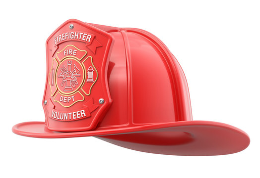 Volunteer firefighter helmet isolated on white background